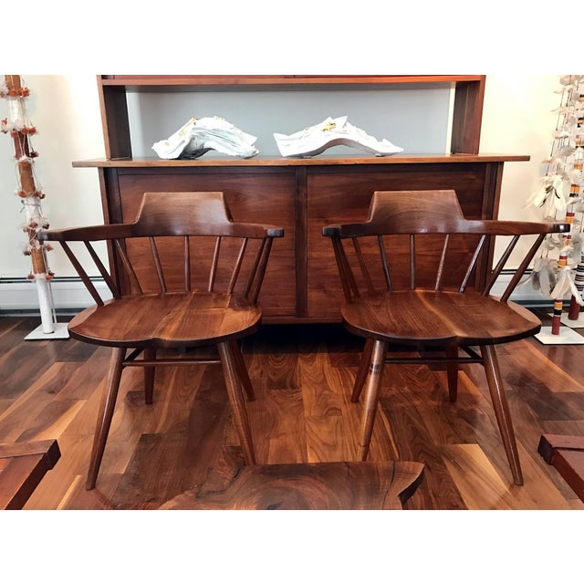 Mid-Century Modern Set of Four Captain Chairs by George Nakashima For Sale - Image 3 of 17
