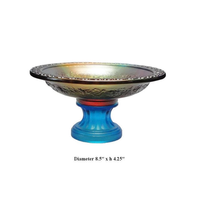 Chinese Liu Li (Crystal Glass) Pate-de-verr Candle Holder Offering Holder For Sale In San Francisco - Image 6 of 7