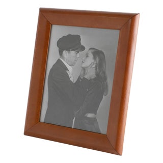 Modernist Spice Brown Calf Leather Picture Frame For Sale