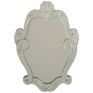 Italian Art Deco Venetian Wall Mirror with Floral Motifs, 1930s For Sale