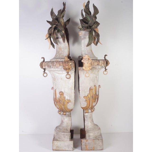 Large 18th Century Bohemian Decorative Lime Wood Vases, Set of 2 For Sale - Image 4 of 18