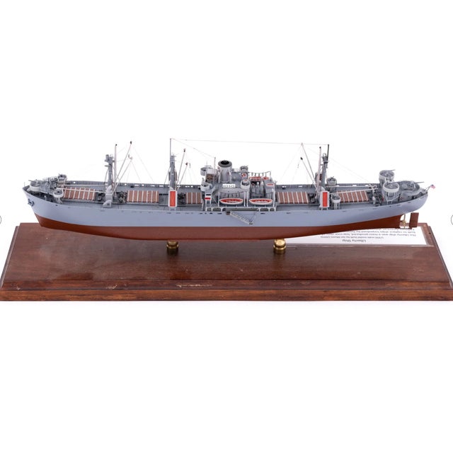 Gray Mid 20th Century Usa WWll Liberty Ship Scale Model in Exacting Detail For Sale - Image 8 of 8