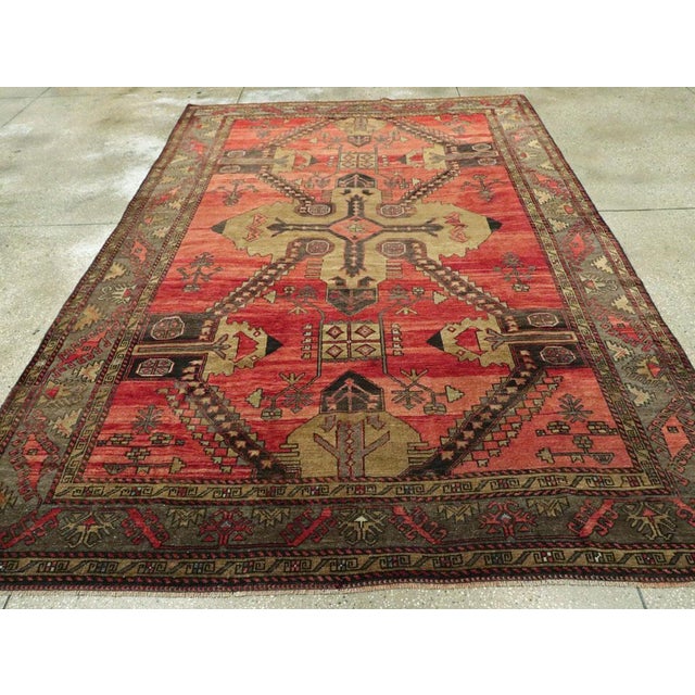 Mid 20th Century Mid-20th Century Handmade Turkish Tribal Room Size Accent Rug For Sale - Image 5 of 10