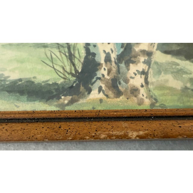 Small Framed Watercolor Rural Landscape Painting For Sale - Image 9 of 9