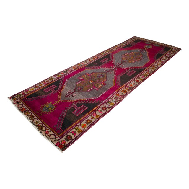 Textile Vintage Hand Knotted Turkish Area Rug Large Runner Rug Gallerie Rug- 5′9″ X 16′3″ For Sale - Image 7 of 17