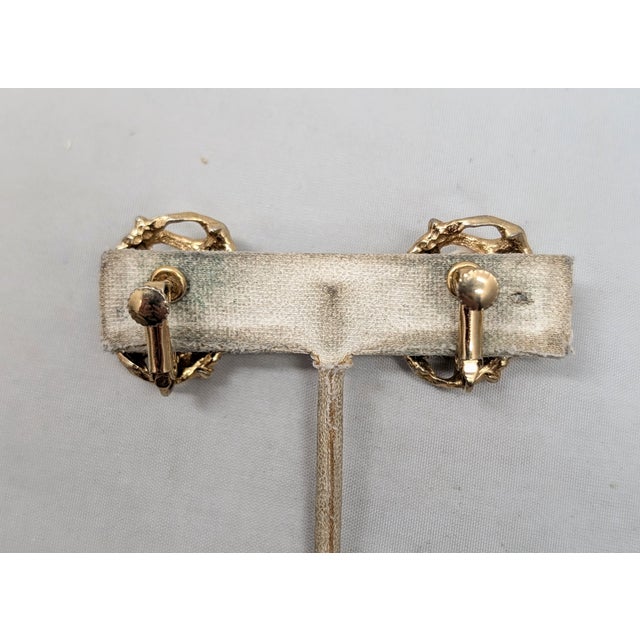 Vintage 1973 Signed Napier Modernist Goldtone White Cabochon Clip Earrings - 2 Pieces For Sale In Philadelphia - Image 6 of 7