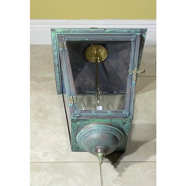 Classic Solid Copper & Brass Hanging Pendant / Lantern Light For Sale - Image 13 of 17