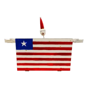 Daniel Hale 1992 Signed Hand Painted Carved Wood Folk Art Flag Figure Sculpture