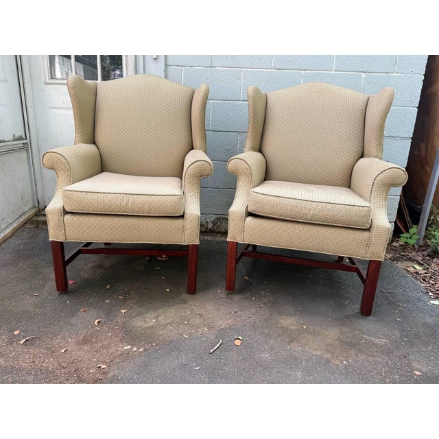 Pair of George III Wingback Chairs by St. Timothy Chair Company For Sale - Image 16 of 18