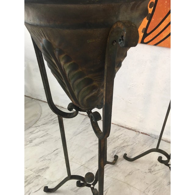 Metal Planters on Stands, Set of Three For Sale In Charleston - Image 6 of 11
