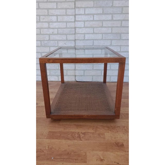 Mid 20th Century Mid Century Modern Widdicomb Wicker Two Tier Side Table For Sale - Image 5 of 5