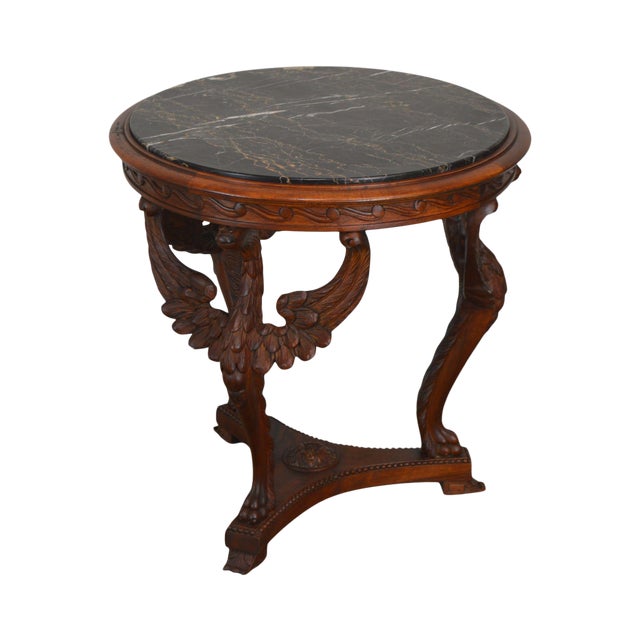 Renaissance Revival Antique Carved Walnut Winged Phoenix Round
