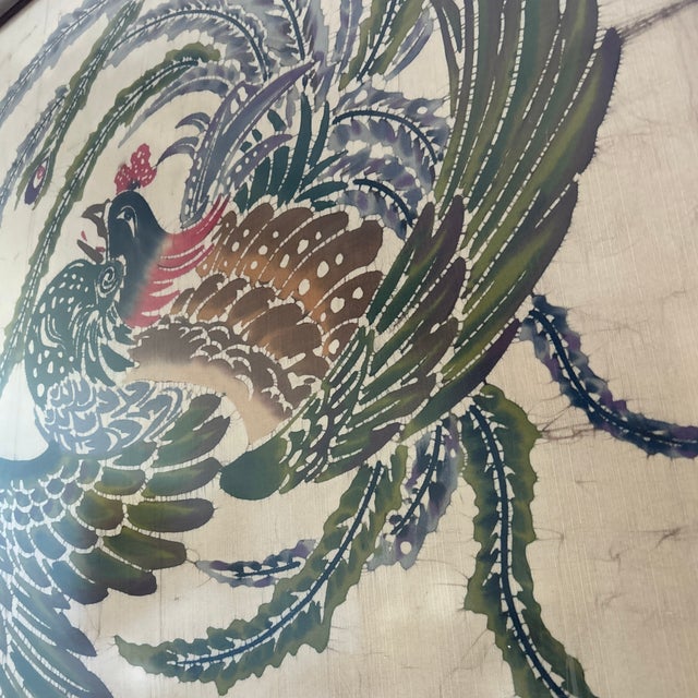 Paint 1940s Batik Peacock Painting For Sale - Image 7 of 9