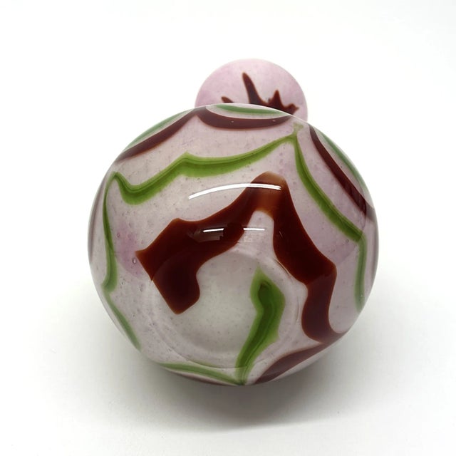 Pink Large Pink Red & Green Murano-Style Vase For Sale - Image 8 of 8