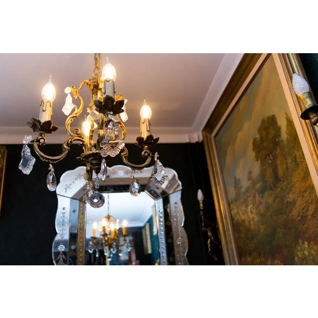 Louis XV Style Bronze and Crystal Four-Light Chandelier For Sale - Image 16 of 18