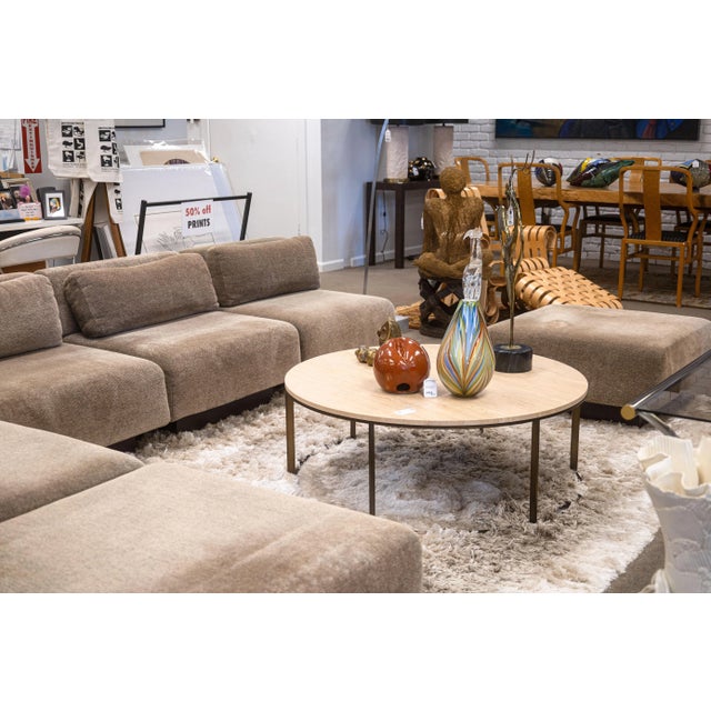 Late 20th Century Mitchell Gold Bob Williams Contemporary Modern Round Travertine Coffee Table For Sale - Image 5 of 7