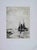 Original etching on paper depicting a tranquil coastal scene with fishing vessels moored in shallow waters at low tide....