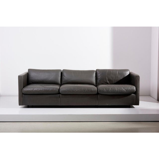 Sofa Set in Grey Leather by Charles Pfister for Knoll, USA, 1970s, Set of 3 For Sale - Image 4 of 18