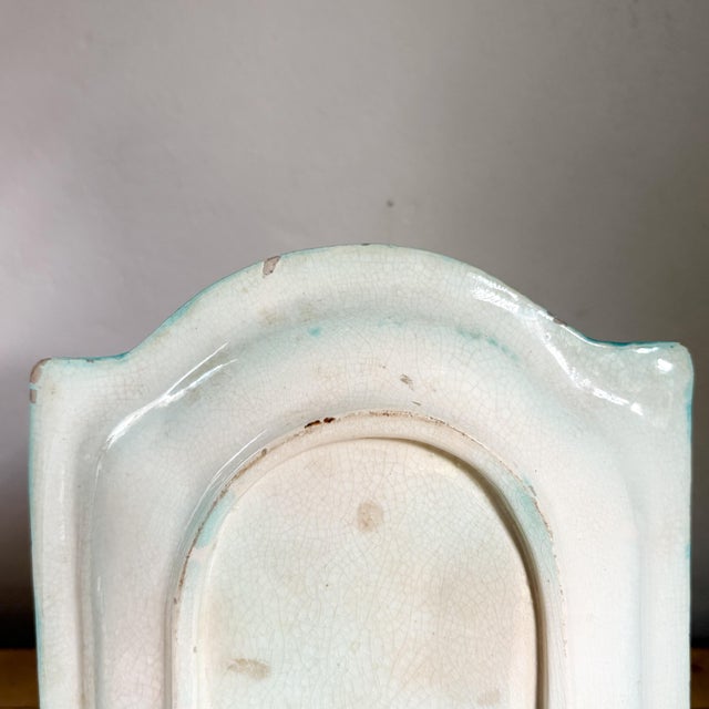 Yellow Antique Majolica Banana Leaf Pattern Rectangular Decorative Plate For Sale - Image 8 of 16
