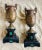 Antique Late 19th C. French Napoleon Ill Bronze Urn With Grecian Statuary on Stone Pedestal, Malachite Insets & Incised Gilt String-Work- a Pair. For Sale - Image 11 of 12