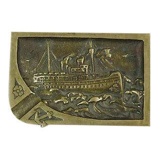 19th-C. English Brass Steamliner Ashtray For Sale