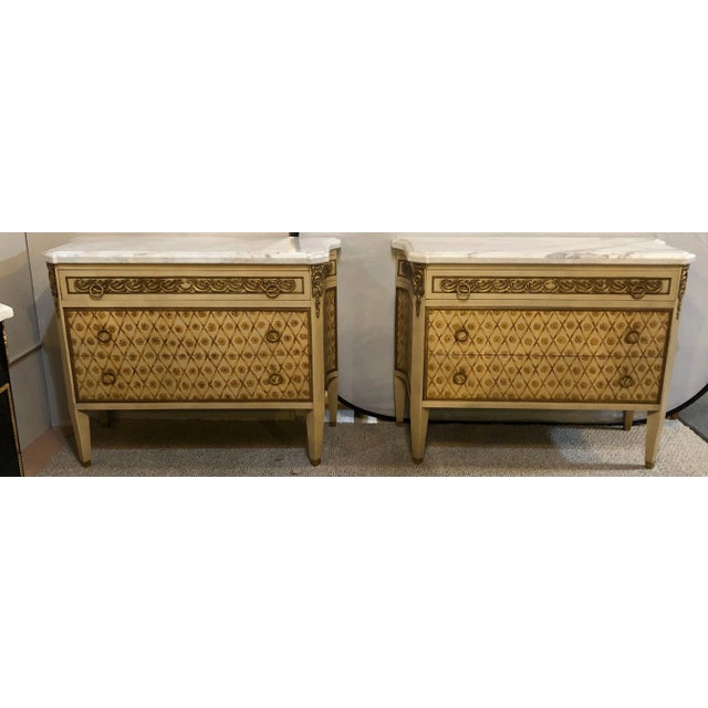 Hollywood Regency Maison Jansen Style Bronze Mounted Commodes, Chest, Nightstand For Sale - Image 4 of 13