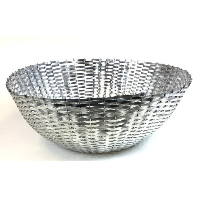 Huge Aluminum Woven Basket Fruit Bowl For Sale - Image 4 of 10