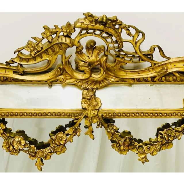 Bronze 19Th Century Louis XVI Style, Console, Wall Mirror, Gilt Wood, For Sale - Image 8 of 13