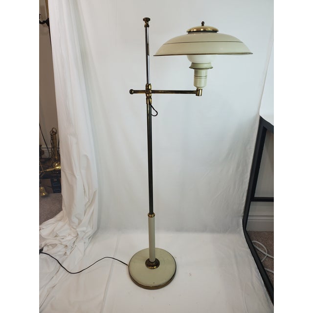 Art Deco Gerald Thurston Swing Arm Flying Saucer Floor Lamp 1950s, Unmarked For Sale - Image 12 of 12
