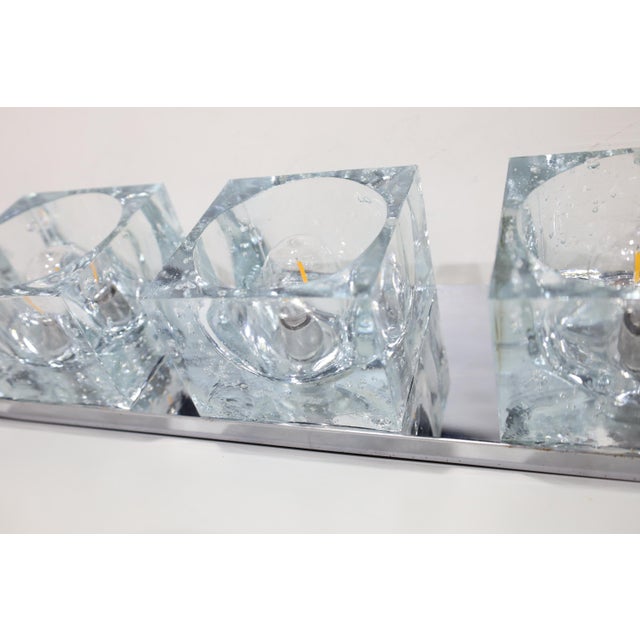 1960s 1960s Murano Block Glass Sconce or Ceiling Light by Gaetano Sciolari for Lightolier - Set of 4 For Sale - Image 5 of 9