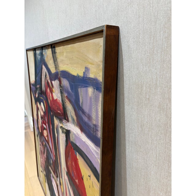Beige Adrienne Bordes - Monumental Midcentury Modern Abstract Expressionist Oil Painting, Signed and Dated 1965 For Sale - Image 8 of 11