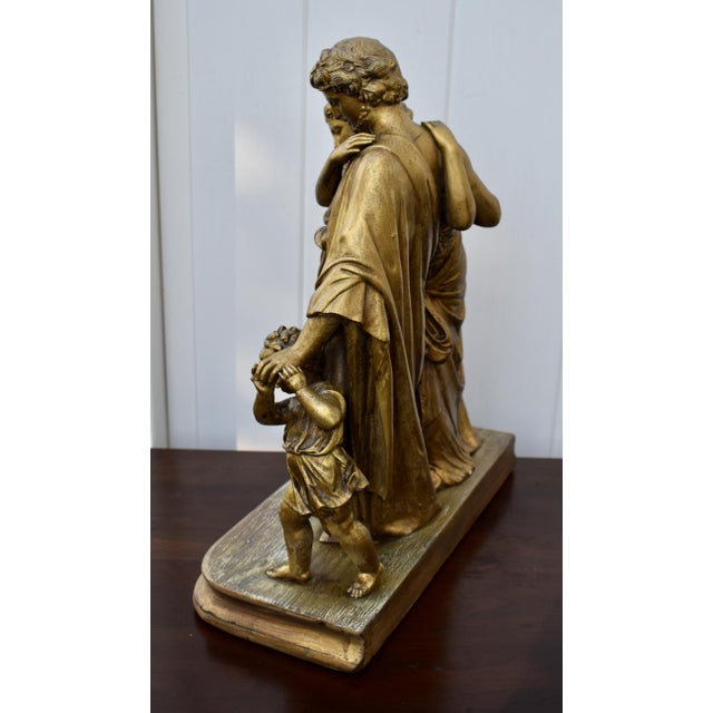 Gold Antique 19thC Neoclassical Gilt Spelter Figural Group Statue Moreau Era For Sale - Image 8 of 15