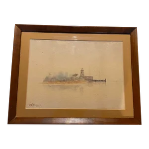 Lighthouse Watercolor Painting by William G. Puddefoot
