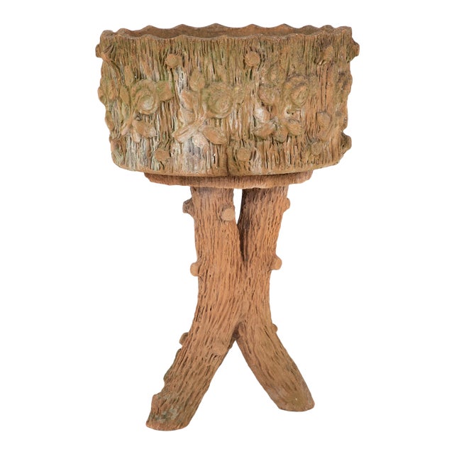 Faux Bois Terracotta Planter For Sale