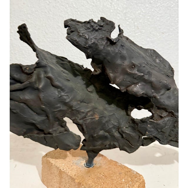 1950s Zvi Aldouby, Brutalist Israeli Bronze Abstract Sculpture Wave Form Zvi Aldouby, c.1950's -1960's For Sale - Image 5 of 18