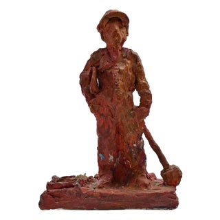 Sirio Pellegrini, Worker, Terracotta Sculpture, 1960s For Sale