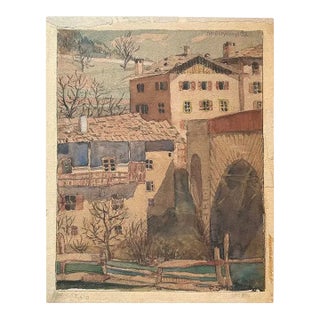 F. Smolka "Tyrol, Austria" Original Antique Watercolor Painting Circa Early 20th Century For Sale