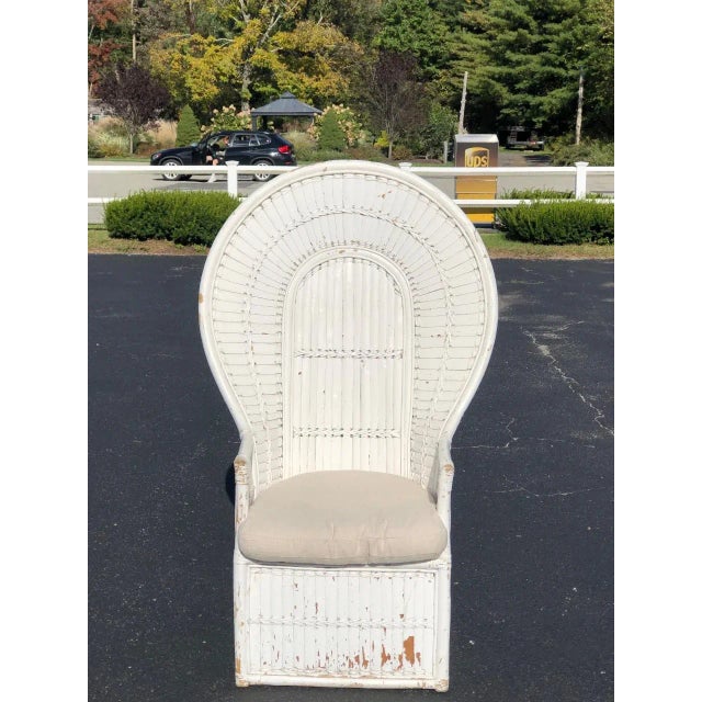 1970s White Split Bamboo Peacock Chair For Sale - Image 4 of 13