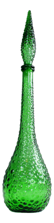 Mid-Century Modern Emerald Green Empoli Genie Bottle Decanter, 1960s