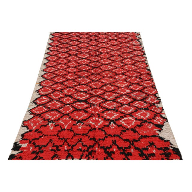 1950s Vintage Moroccan Rug With Red, Black and White Diamond Patterns | Rug & Kilim For Sale - Image 5 of 7