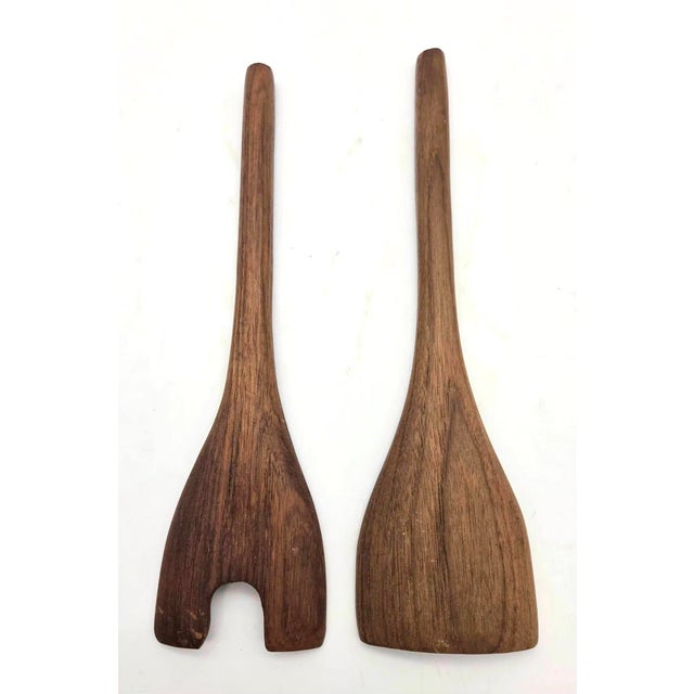1970s Teak Wood Salad Serving Utensils, a Pair For Sale - Image 10 of 10