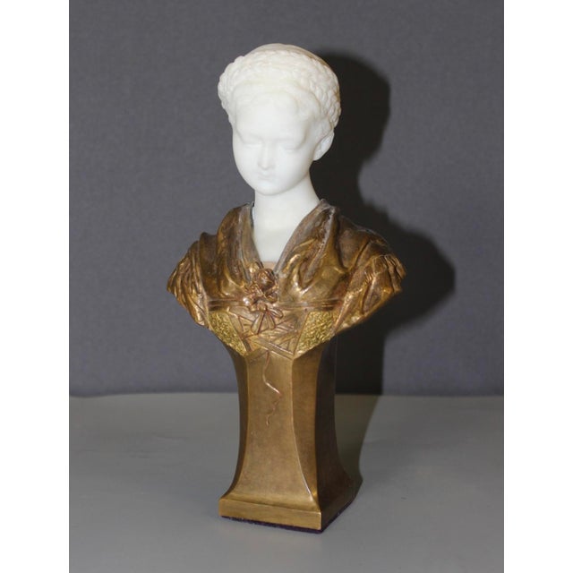 Bust of a Young Woman in Bronze and Marble by Vordormayer For Sale - Image 13 of 13