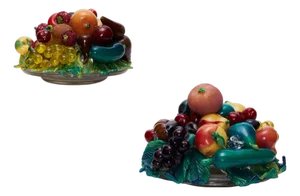 Still Life Fruit Bowls in Blown Murano Glass by Aristi Barovier, 1920, Set of 2