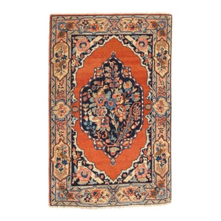 Antique Hand Knotted Persian Fine Tabriz Rug With Ornate Floral Design in Burnt Orange For Sale