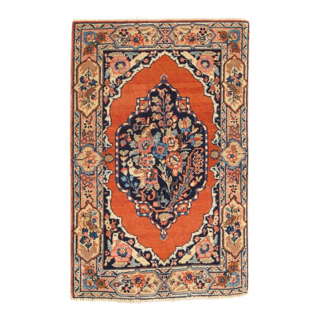 Antique Hand Knotted Persian Fine Tabriz Rug With Ornate Floral Design in Burnt Orange For Sale