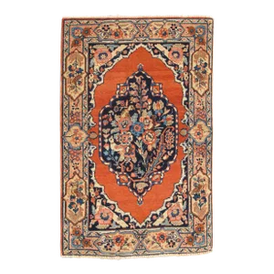 Antique Hand Knotted Persian Fine Tabriz Rug With Ornate Floral Design in Burnt Orange