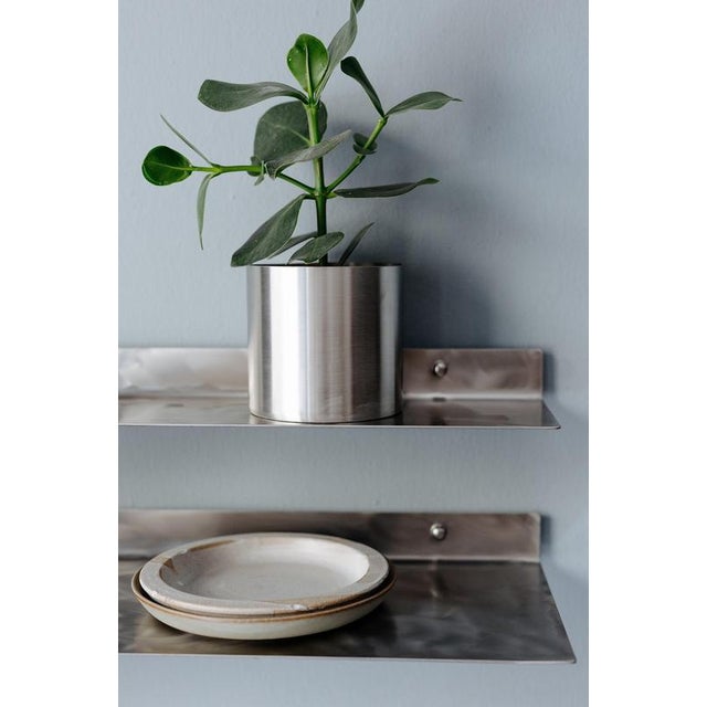 Large Wall Shelf in Brushed Stainless Steel by Form & Eisen For Sale - Image 15 of 18