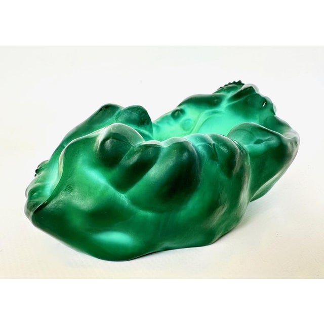 Forest Green Art Nouveau Style Malachite Glass Bowl by Carlo Conte for František Halamas Železný Brod Workshops, 1940s For Sale - Image 8 of 11