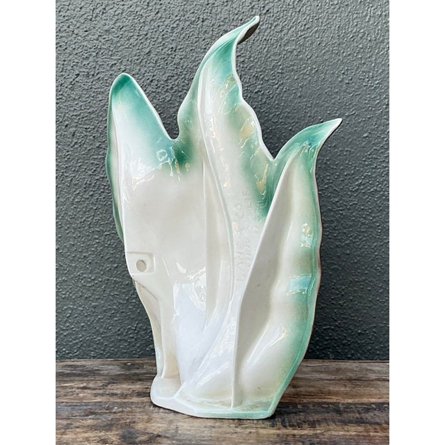 Vintage 1950s Glazed Ceramic Leaf Light For Sale - Image 11 of 12
