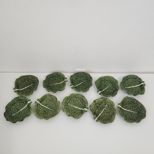 Final Clearance Spring Easter Luxury Cabbage Cup Bowls Majolica Ac Pereira Portugal 20th C. - Set of 10 For Sale - Image 13 of 16